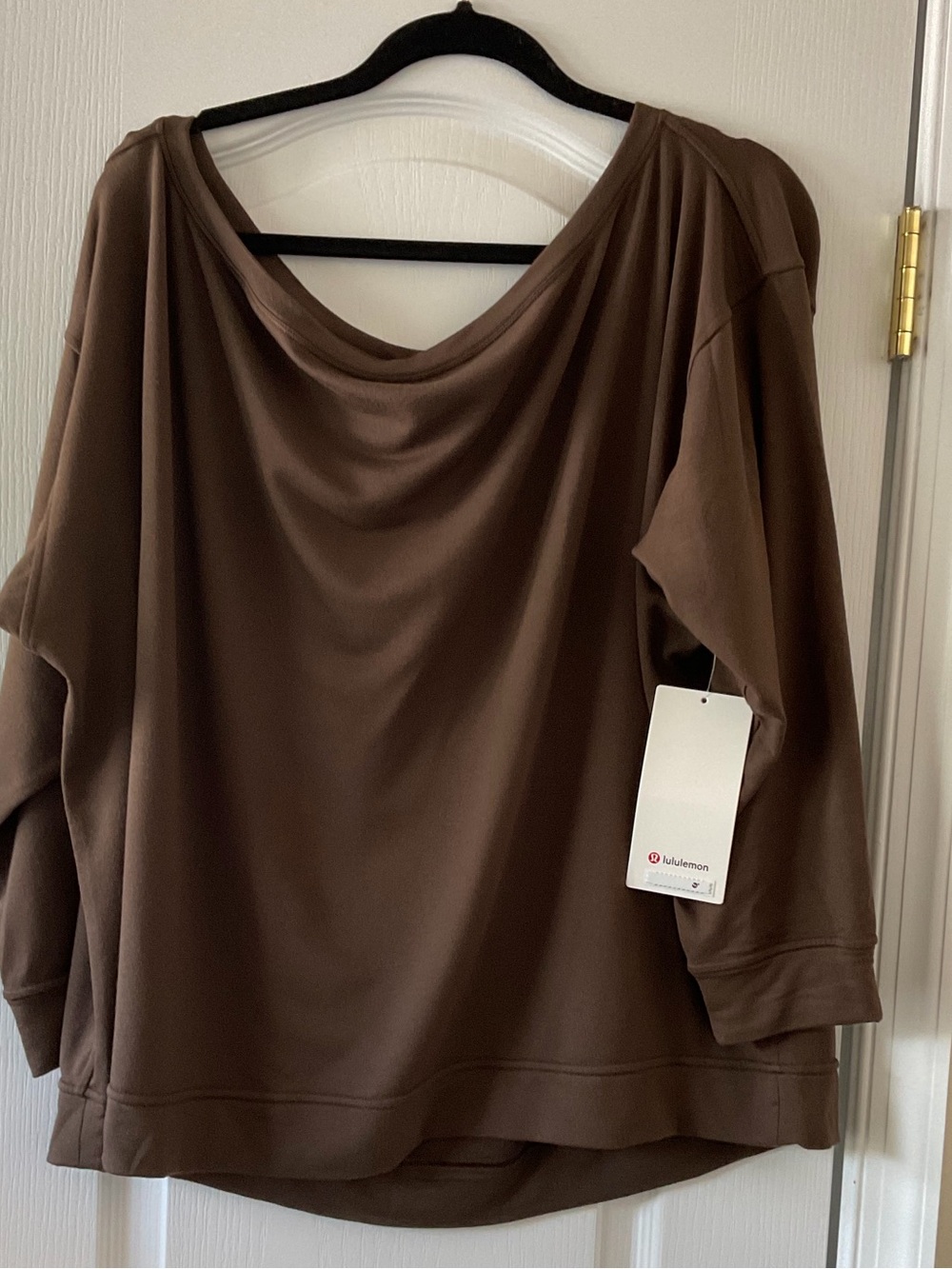 lululemon BeCalm Oversized Brown Boatneck‎ Long Sleeve Pullover